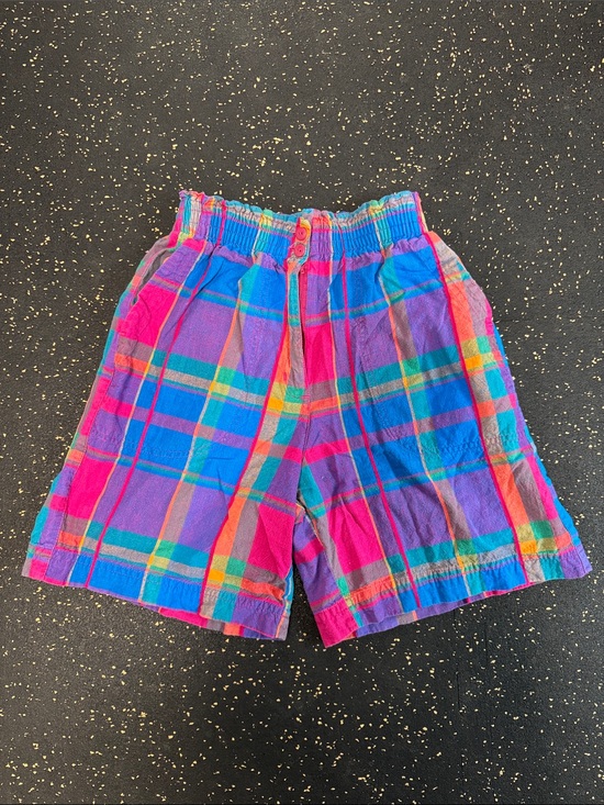 Hunt Club Pants - Hunt Club Colorful Plaid Elastic Waist Shorts - Bright Multicolor